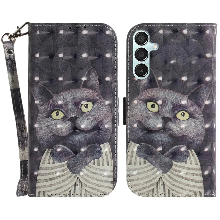 For Samsung Galaxy M15 5G / F15 5G Case 3D Printed Pattern Leather Phone Cover