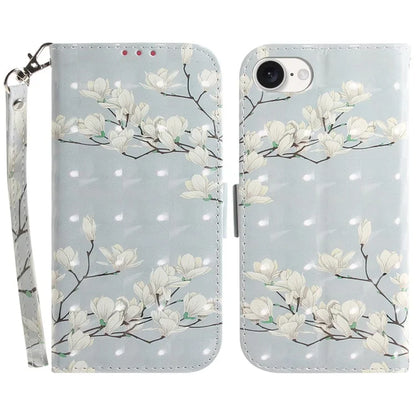 For iPhone SE (2024) Case PU Leather Stand Card Holder Phone Cover 3D Creative Pattern