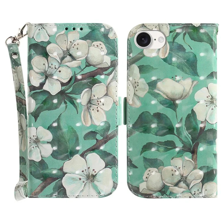 For iPhone SE (2024) Case PU Leather Stand Card Holder Phone Cover 3D Creative Pattern