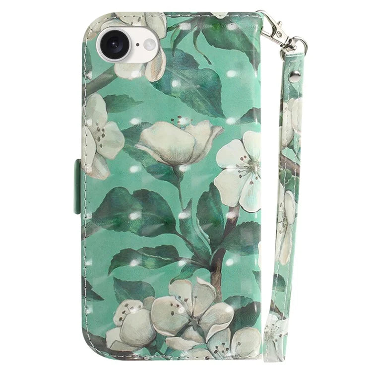 For iPhone SE (2024) Case PU Leather Stand Card Holder Phone Cover 3D Creative Pattern