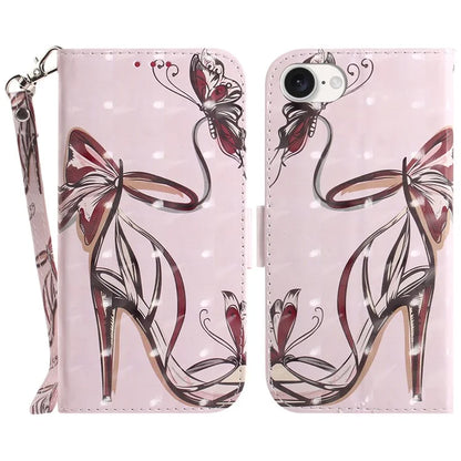 For iPhone SE (2024) Case PU Leather Stand Card Holder Phone Cover 3D Creative Pattern