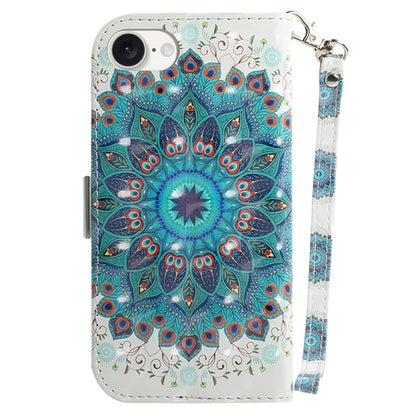 For iPhone SE (2024) Case PU Leather Stand Card Holder Phone Cover 3D Creative Pattern
