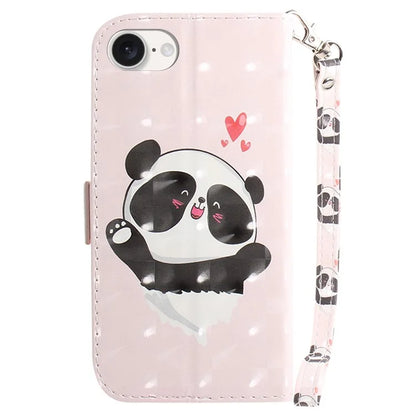 For iPhone SE (2024) Case PU Leather Stand Card Holder Phone Cover 3D Creative Pattern