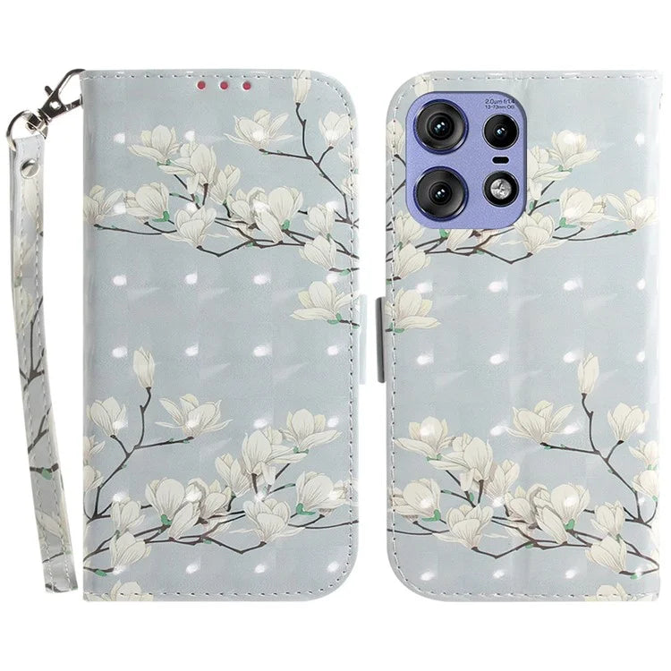 For Motorola Edge 50 Pro 5G Case Pattern Printing Leather Wallet Phone Cover with Strap