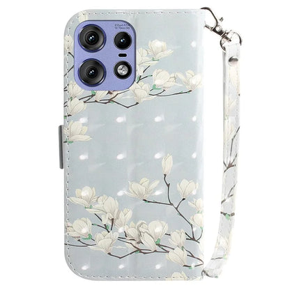 For Motorola Edge 50 Pro 5G Case Pattern Printing Leather Wallet Phone Cover with Strap