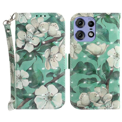For Motorola Edge 50 Pro 5G Case Pattern Printing Leather Wallet Phone Cover with Strap