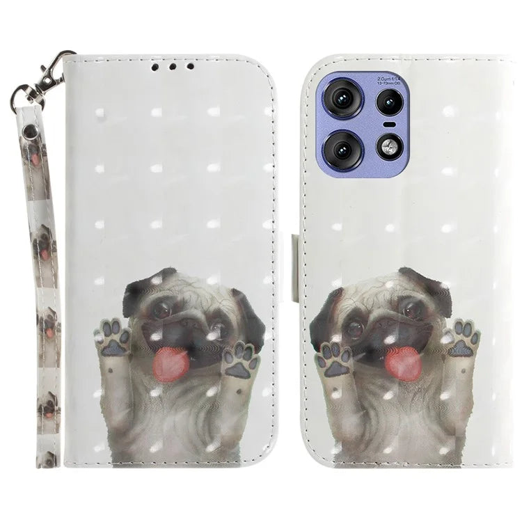 For Motorola Edge 50 Pro 5G Case Pattern Printing Leather Wallet Phone Cover with Strap