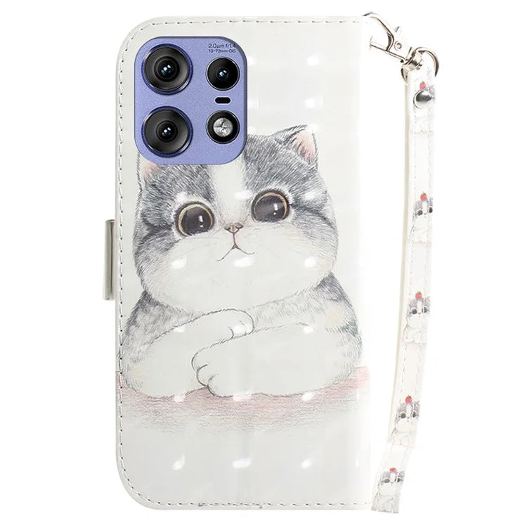 For Motorola Edge 50 Pro 5G Case Pattern Printing Leather Wallet Phone Cover with Strap