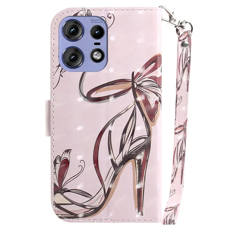 For Motorola Edge 50 Pro 5G Case Pattern Printing Leather Wallet Phone Cover with Strap