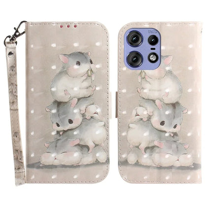 For Motorola Edge 50 Pro 5G Case Pattern Printing Leather Wallet Phone Cover with Strap