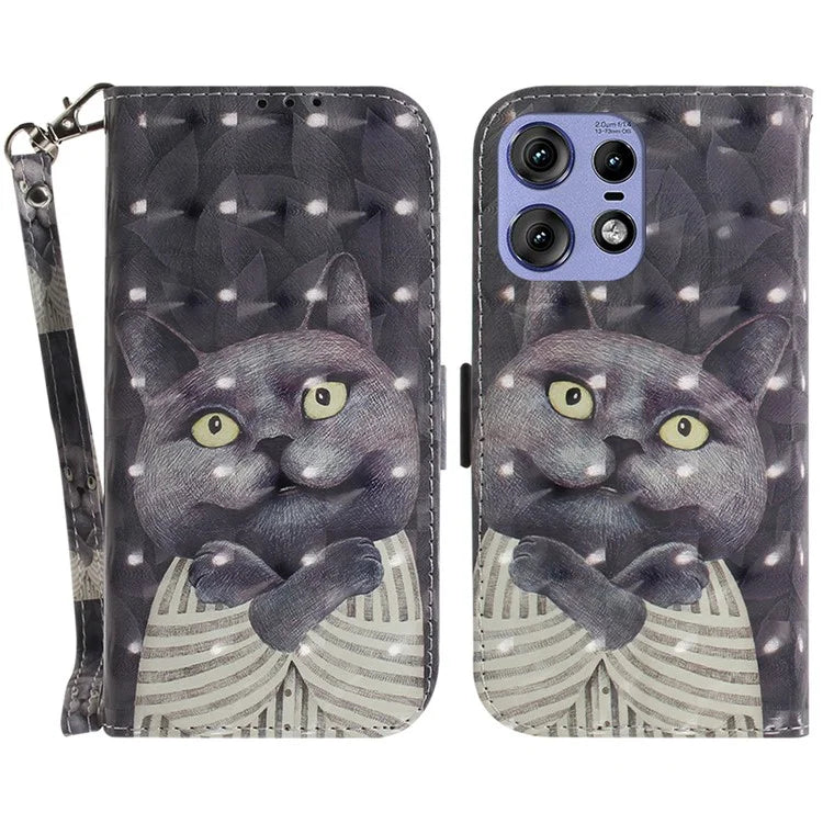 For Motorola Edge 50 Pro 5G Case Pattern Printing Leather Wallet Phone Cover with Strap
