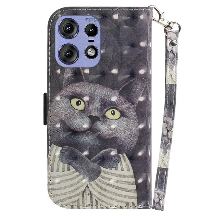 For Motorola Edge 50 Pro 5G Case Pattern Printing Leather Wallet Phone Cover with Strap