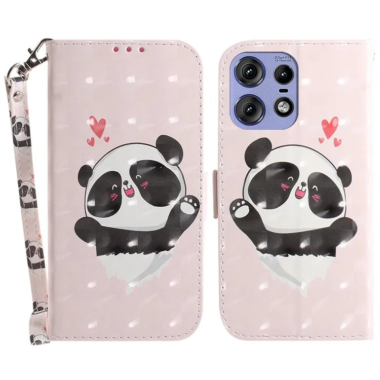 For Motorola Edge 50 Pro 5G Case Pattern Printing Leather Wallet Phone Cover with Strap