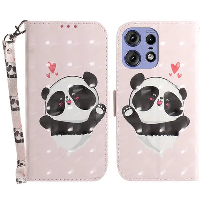 For Motorola Edge 50 Pro 5G Case Pattern Printing Leather Wallet Phone Cover with Strap