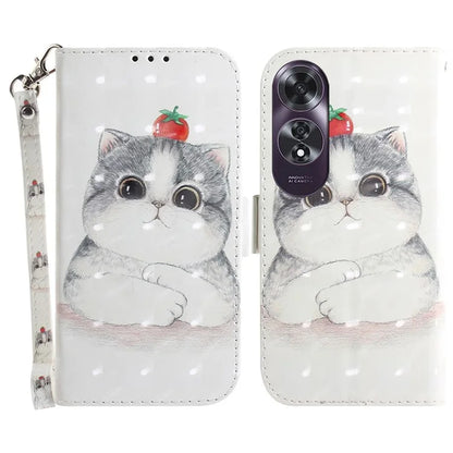For Oppo A60 4G Case Pattern Printing Leather Wallet Phone Shell with Strap