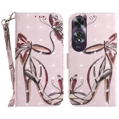 For Oppo A60 4G Case Pattern Printing Leather Wallet Phone Shell with Strap
