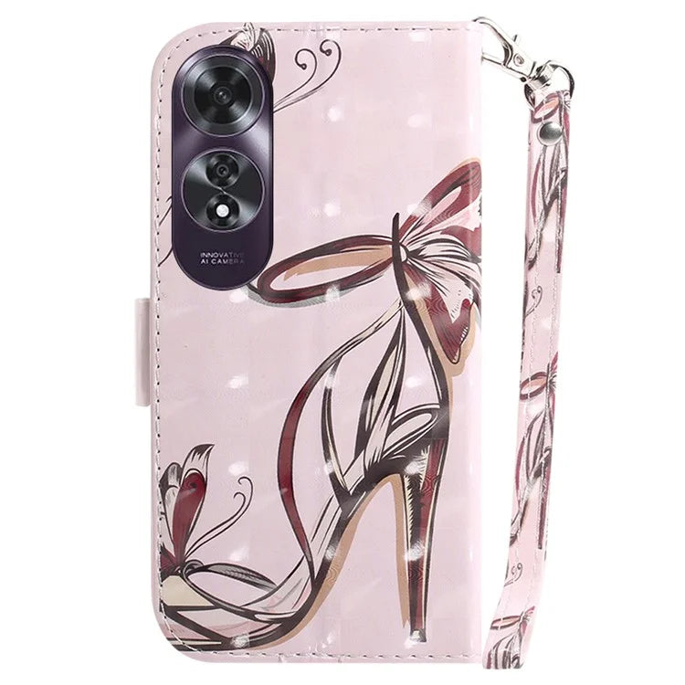 For Oppo A60 4G Case Pattern Printing Leather Wallet Phone Shell with Strap