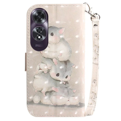 For Oppo A60 4G Case Pattern Printing Leather Wallet Phone Shell with Strap