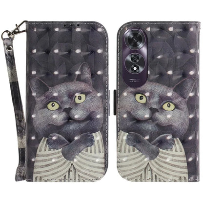 For Oppo A60 4G Case Pattern Printing Leather Wallet Phone Shell with Strap