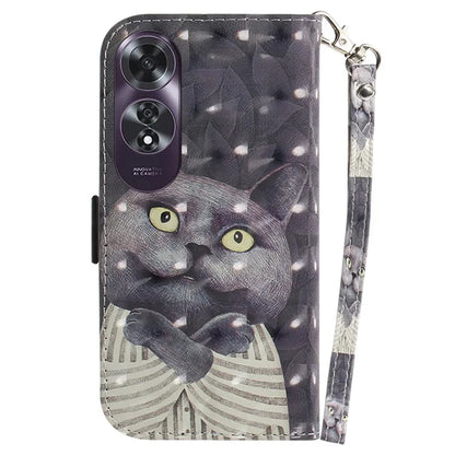 For Oppo A60 4G Case Pattern Printing Leather Wallet Phone Shell with Strap