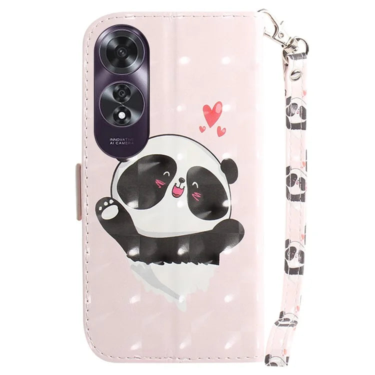For Oppo A60 4G Case Pattern Printing Leather Wallet Phone Shell with Strap