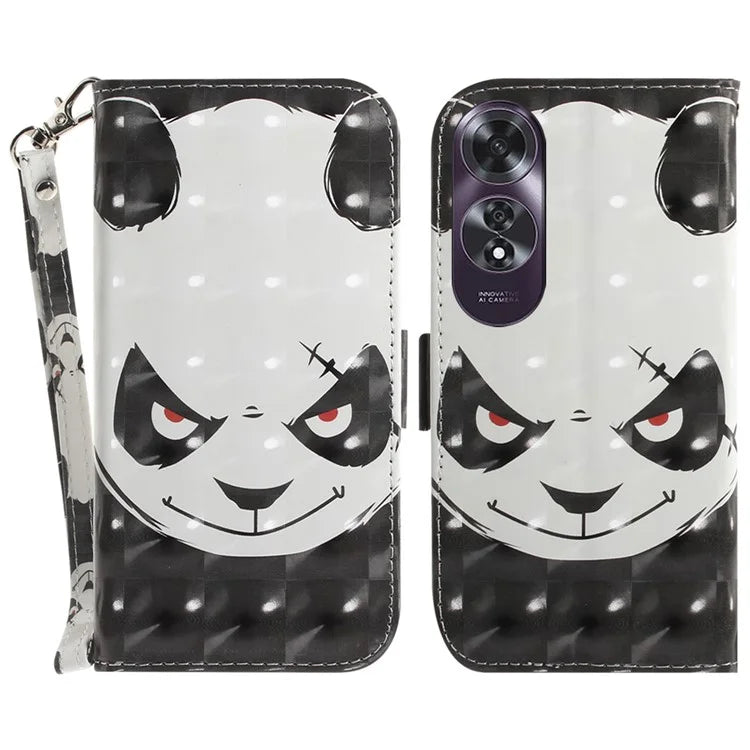 For Oppo A60 4G Case Pattern Printing Leather Wallet Phone Shell with Strap