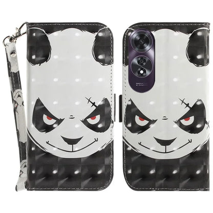 For Oppo A60 4G Case Pattern Printing Leather Wallet Phone Shell with Strap