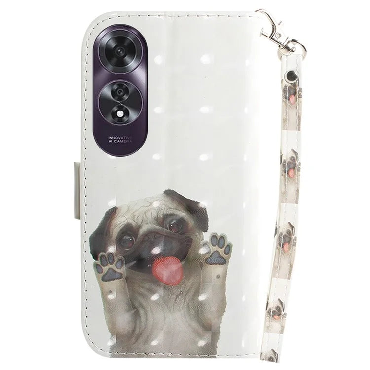 For Oppo A60 4G Case Pattern Printing Leather Wallet Phone Shell with Strap
