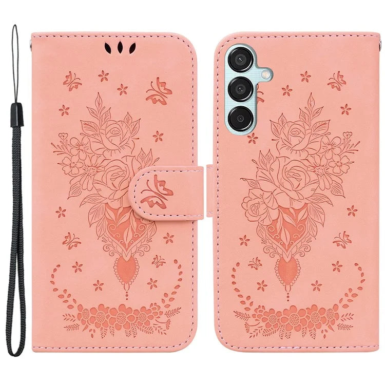 For Samsung Galaxy M15 5G / F15 5G Case Butterfly Flower Pattern Flip Leather Phone Cover