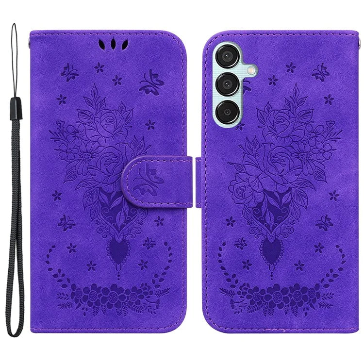For Samsung Galaxy M15 5G / F15 5G Case Butterfly Flower Pattern Flip Leather Phone Cover
