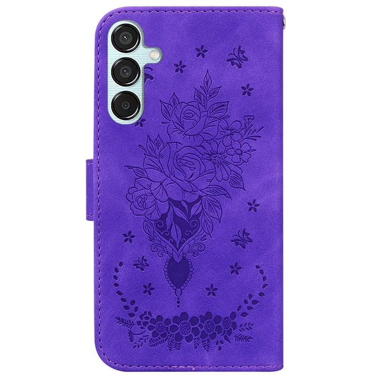 For Samsung Galaxy M15 5G / F15 5G Case Butterfly Flower Pattern Flip Leather Phone Cover