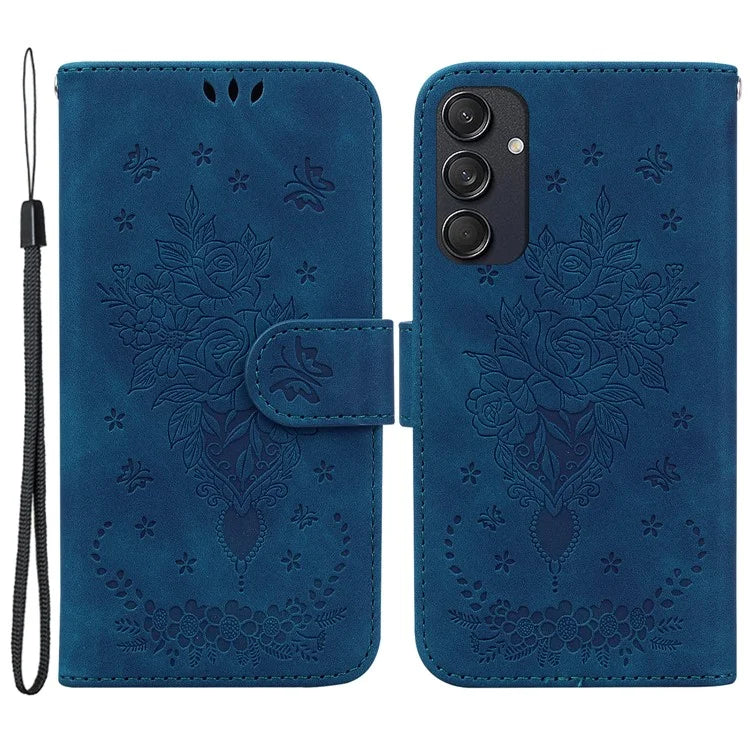 For Samsung Galaxy M55 5G / C55 5G / F55 5G Phone Case Flower Imprint PU Leather Flip Wallet Cover