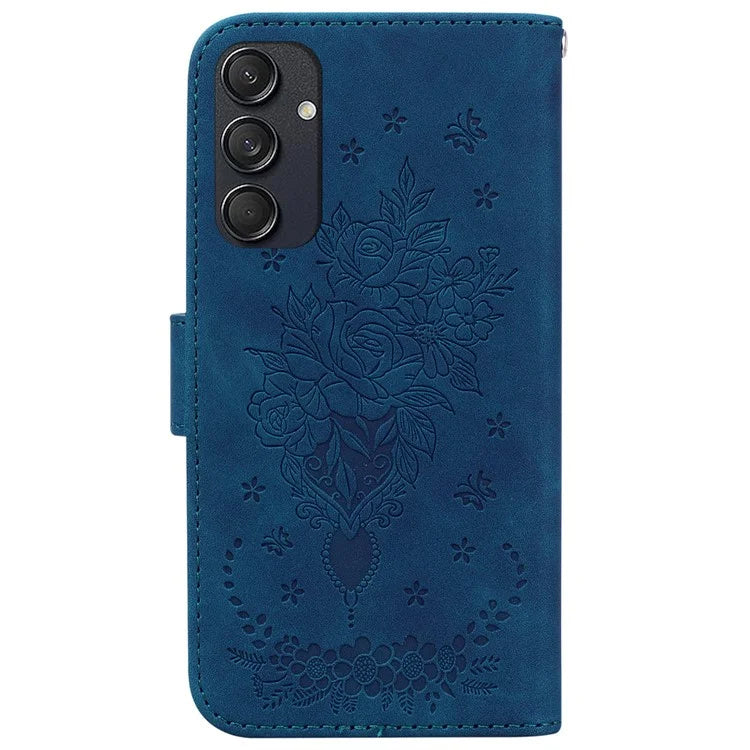 For Samsung Galaxy M55 5G / C55 5G / F55 5G Phone Case Flower Imprint PU Leather Flip Wallet Cover