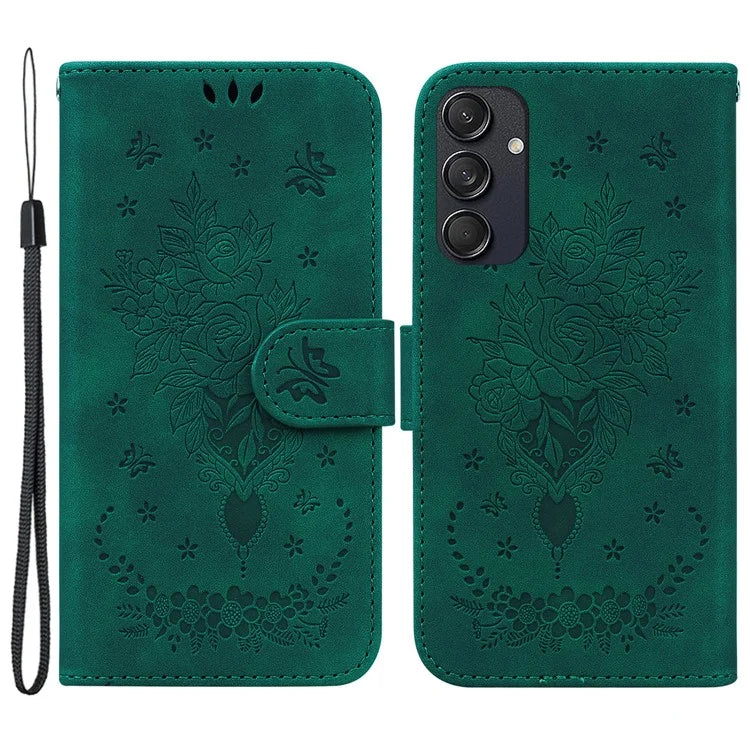 For Samsung Galaxy M55 5G / C55 5G / F55 5G Phone Case Flower Imprint PU Leather Flip Wallet Cover