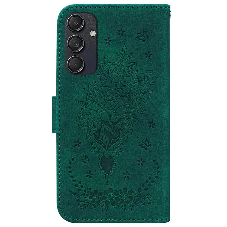 For Samsung Galaxy M55 5G / C55 5G / F55 5G Phone Case Flower Imprint PU Leather Flip Wallet Cover
