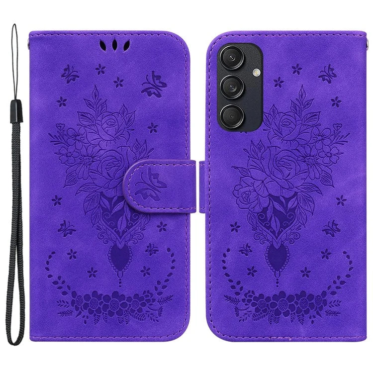 For Samsung Galaxy M55 5G / C55 5G / F55 5G Phone Case Flower Imprint PU Leather Flip Wallet Cover