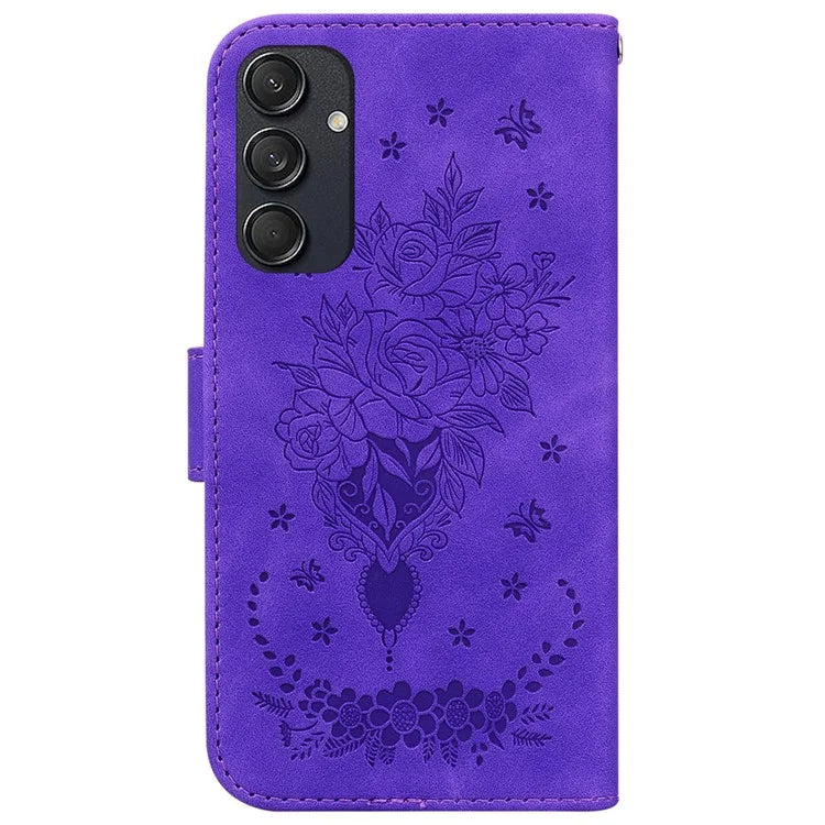 For Samsung Galaxy M55 5G / C55 5G / F55 5G Phone Case Flower Imprint PU Leather Flip Wallet Cover