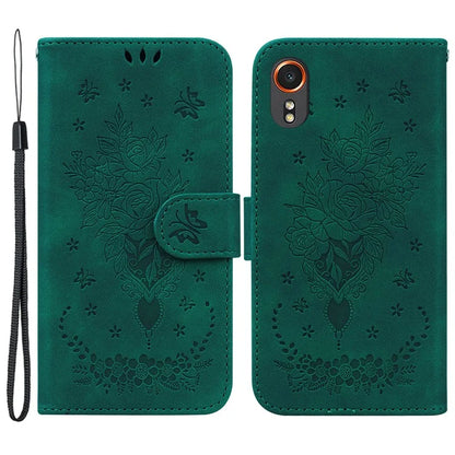 For Samsung Galaxy Xcover7 Case PU Leather Butterfly Flower Pattern Flip Wallet Phone Cover