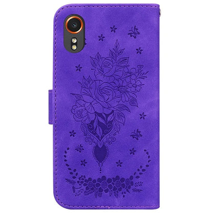 For Samsung Galaxy Xcover7 Case PU Leather Butterfly Flower Pattern Flip Wallet Phone Cover