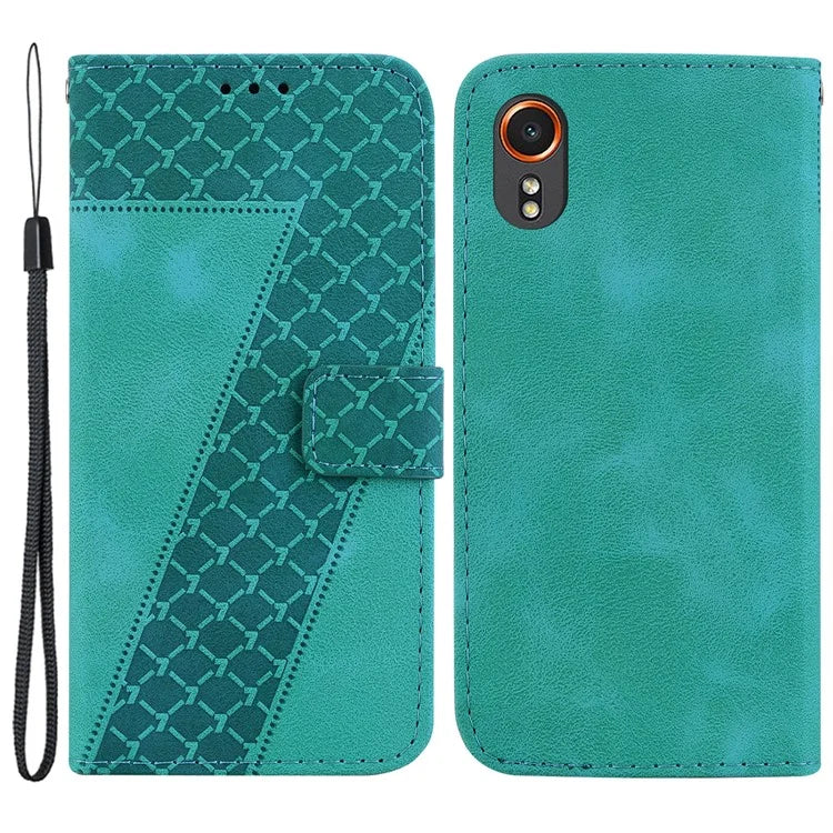 For Samsung Galaxy Xcover7 Wallet Case 7-Shape Imprinted Leather Phone Cover