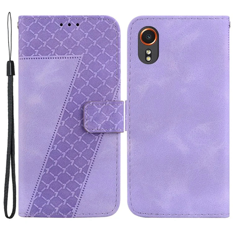 For Samsung Galaxy Xcover7 Wallet Case 7-Shape Imprinted Leather Phone Cover