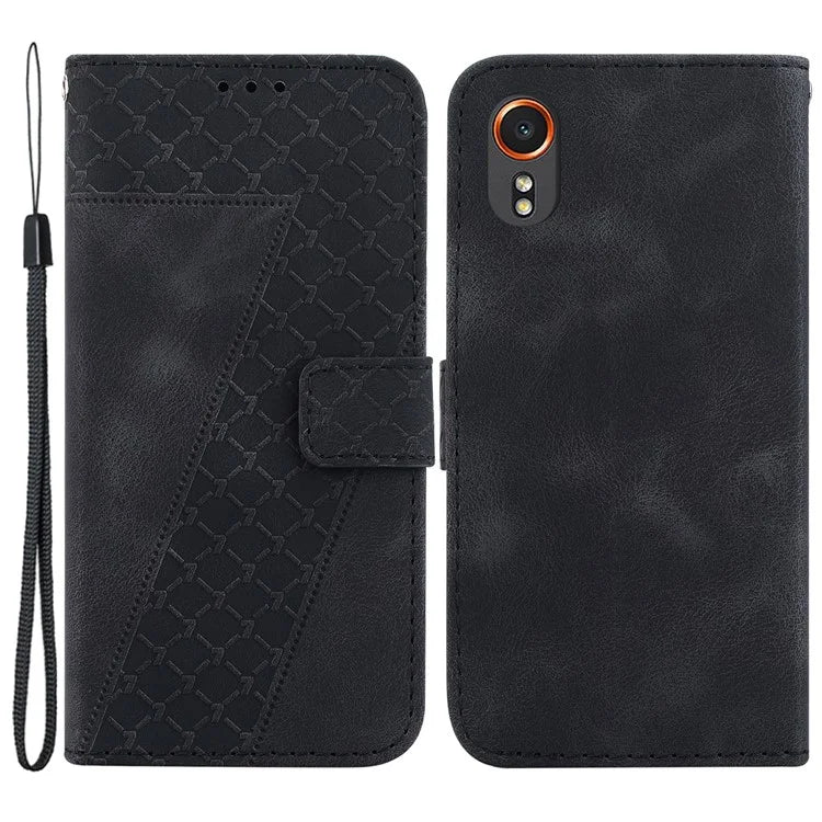 For Samsung Galaxy Xcover7 Wallet Case 7-Shape Imprinted Leather Phone Cover