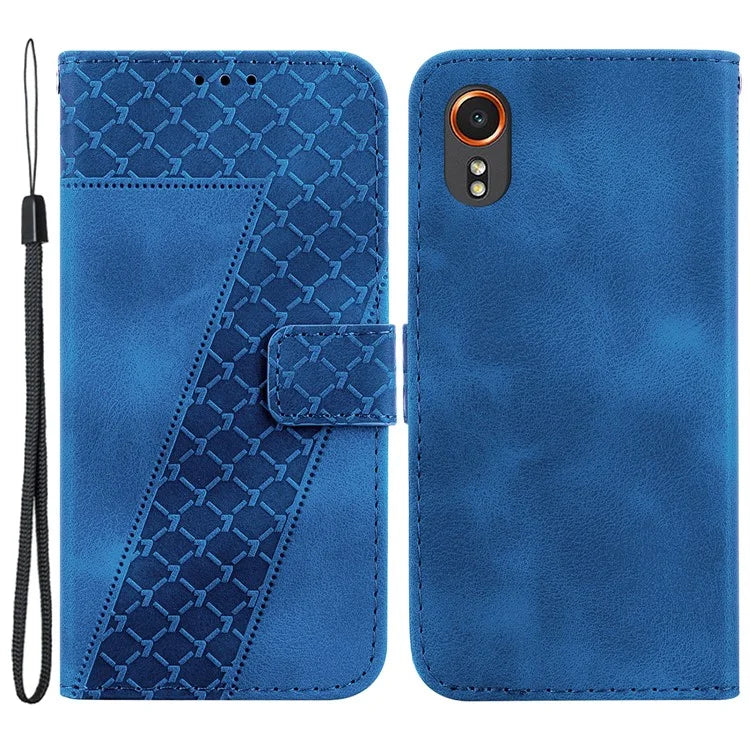 For Samsung Galaxy Xcover7 Wallet Case 7-Shape Imprinted Leather Phone Cover