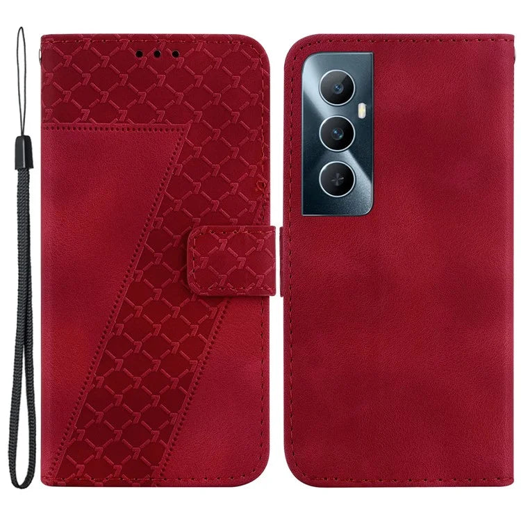 For Realme C65 4G Case Leather Wallet Phone Cover with Imprinted 7-Shape