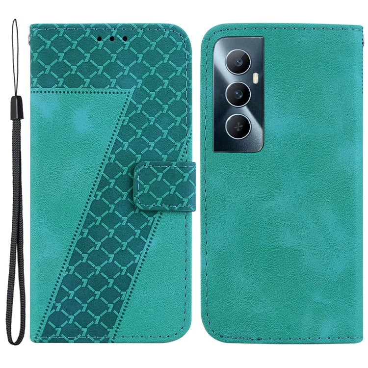 For Realme C65 4G Case Leather Wallet Phone Cover with Imprinted 7-Shape