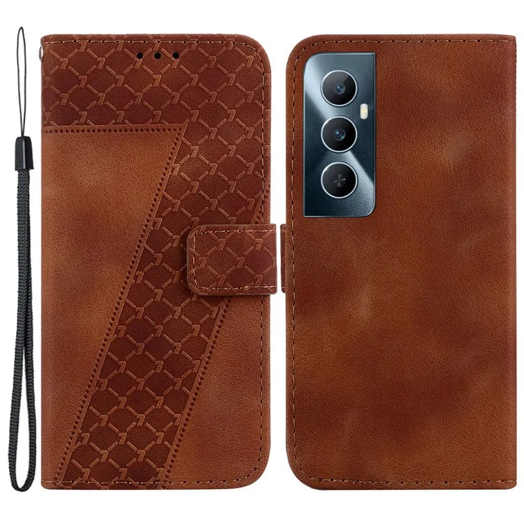 For Realme C65 4G Case Leather Wallet Phone Cover with Imprinted 7-Shape