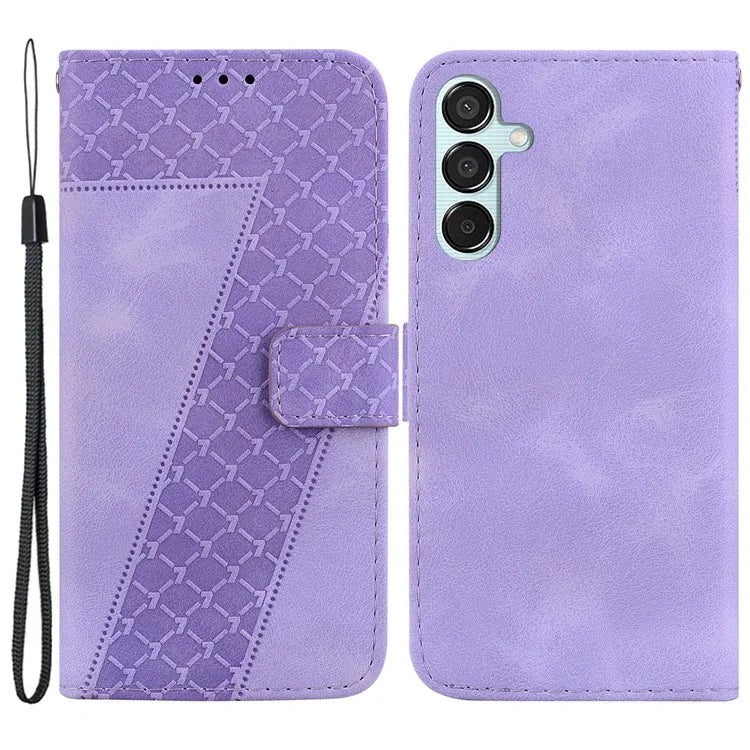 For Samsung Galaxy M15 5G / F15 5G Case Leather Wallet Stand Cover Imprint 7-Shape