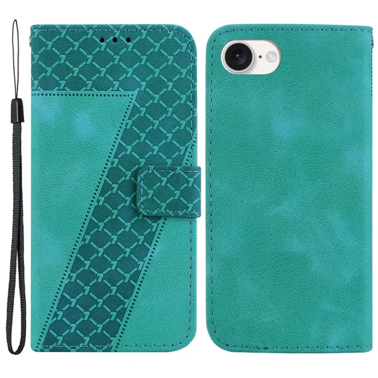 For iPhone SE (2024) Wallet Case 7-Shape PU Leather Protective Phone Cover