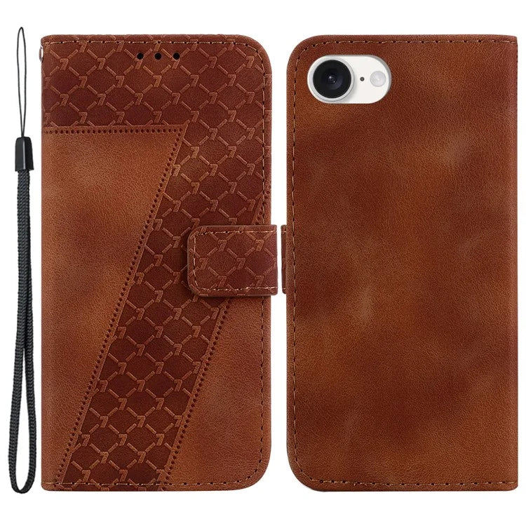 For iPhone SE (2024) Wallet Case 7-Shape PU Leather Protective Phone Cover
