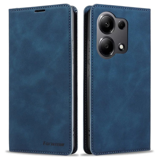 FORWENW For Xiaomi Redmi Note 13 Pro 4G / Poco M6 Pro 4G Case Rubberized Edge PU Leather Phone Cover